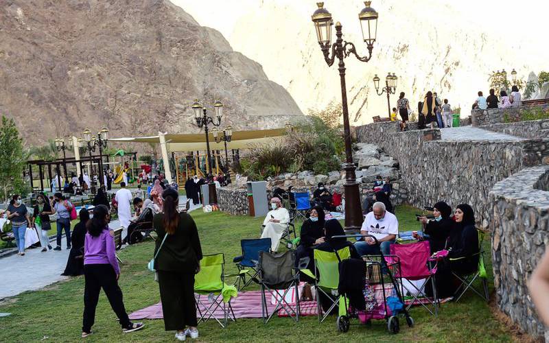 People enjoying at Shees Park Khorfakkan.