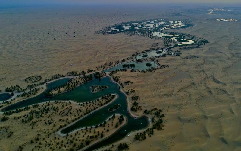 Aerial View of Al Qudra Lake in Dubai