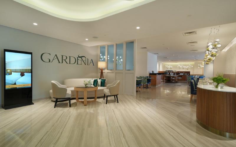 Grand entrance of Gardenia Restaurant Dubai with stylish interiors